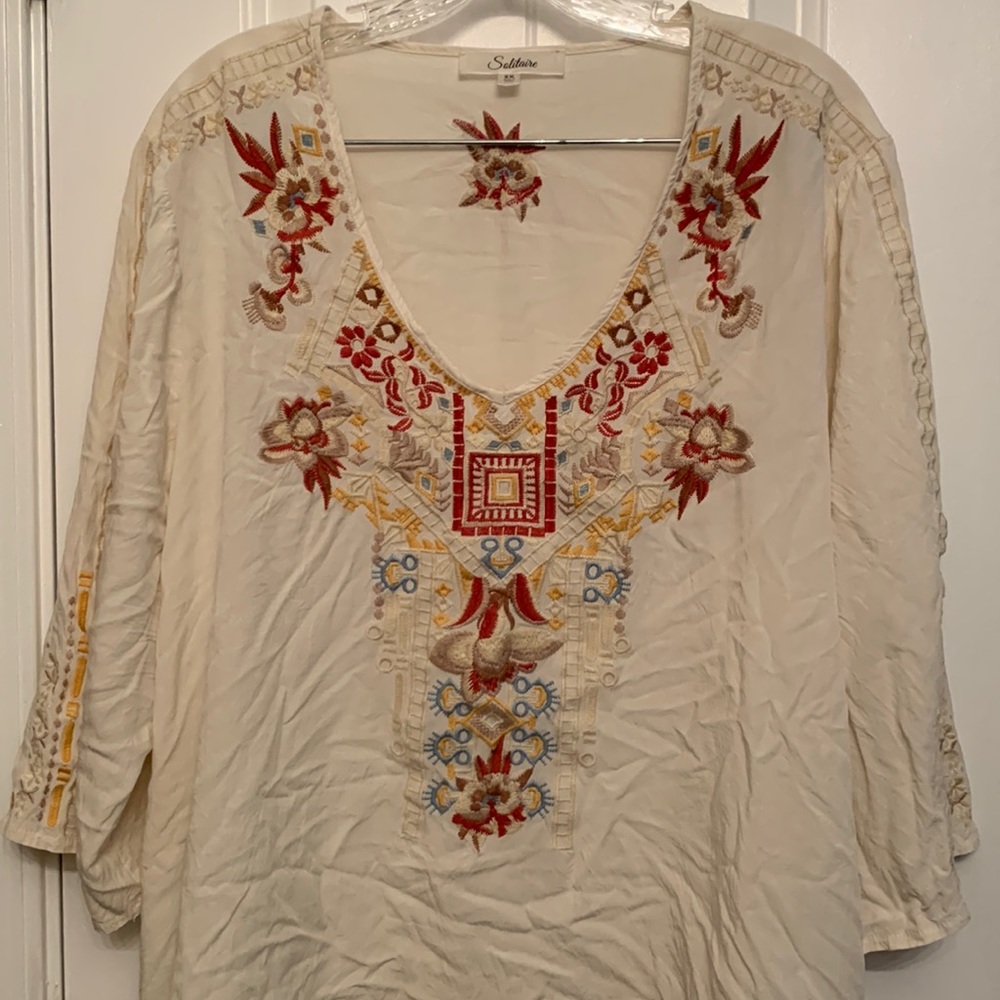 Embroidered tunic top